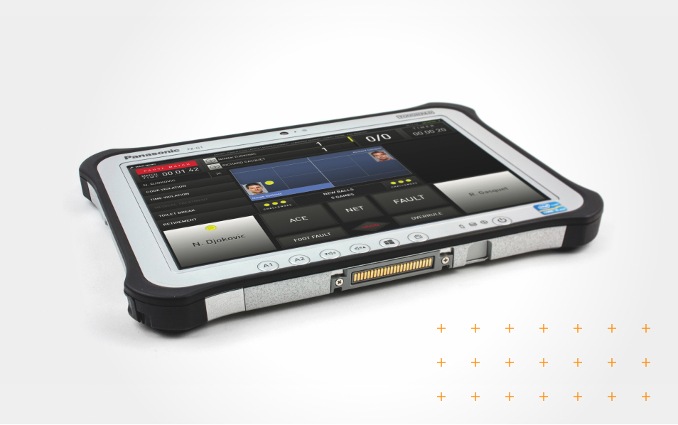 Tablet displaying the live scoring system