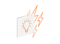 we are creative icon with lightbulb and lightning bolts
