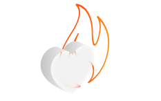 we are passionate icon, heart with fire