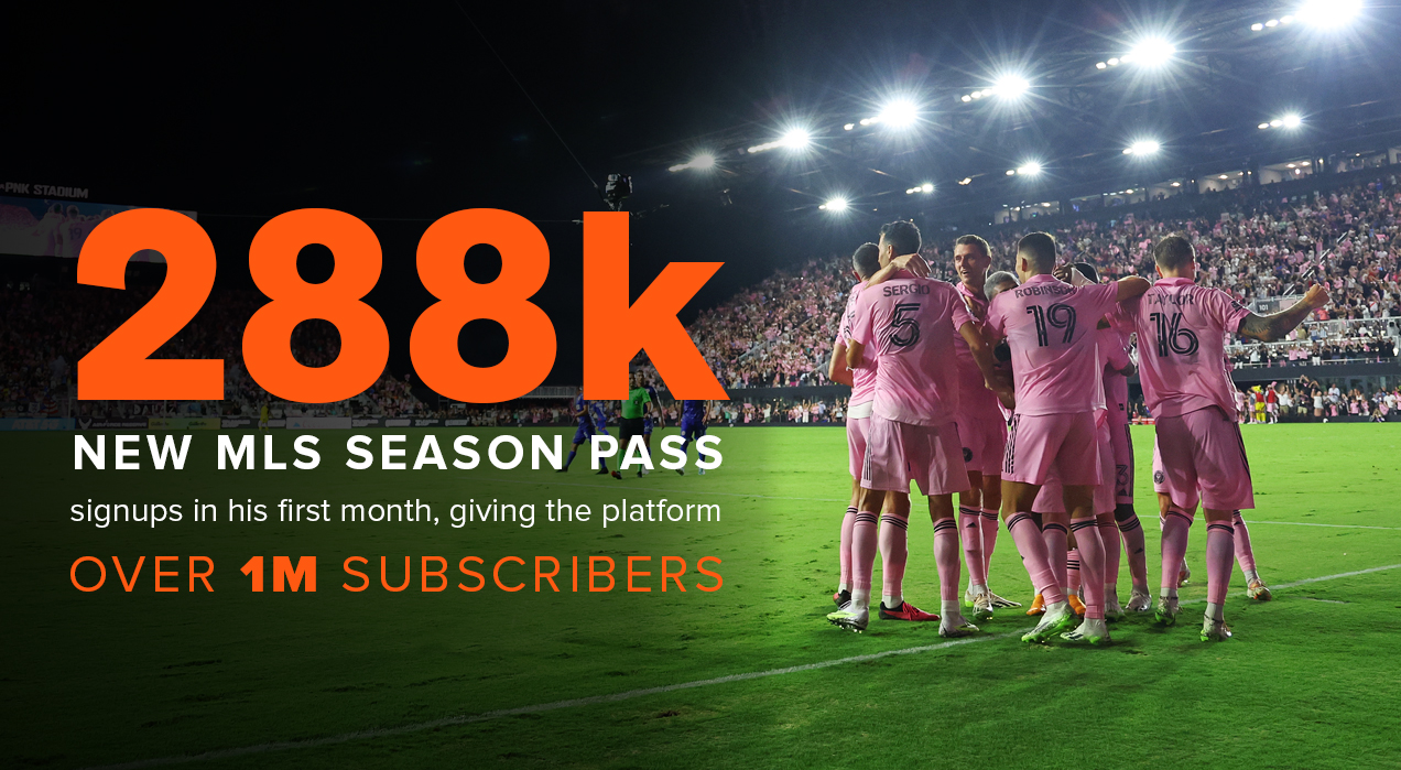 288,000 new MLS Season Pass signups in his first month, giving the platform over 1 million subscribers